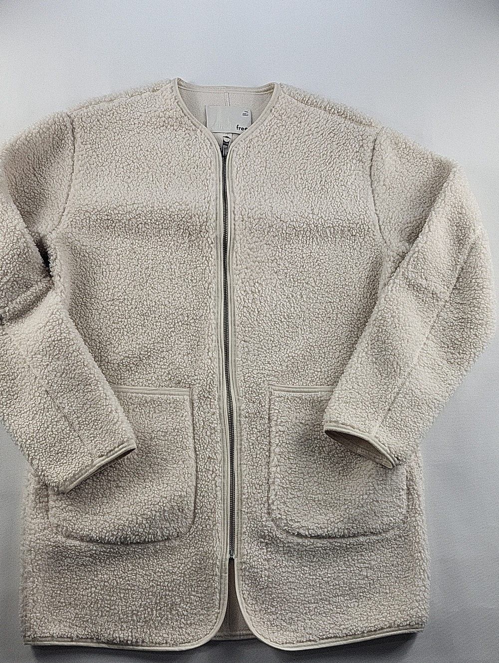 Aritzia Wilfred Free Cream Sherpa Zip-Up Teddy Coat Jacket